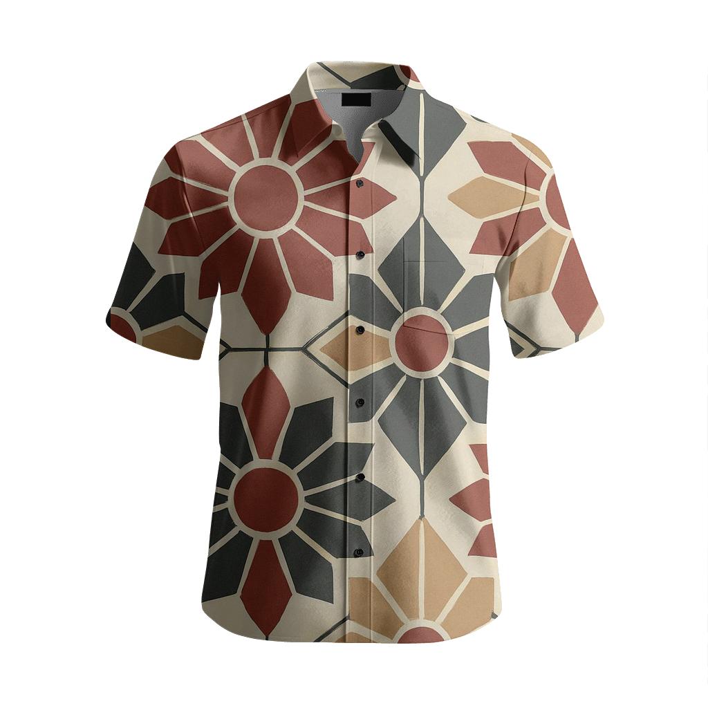 Crimson Tile Rosette Tessellation unique embroidered patterns