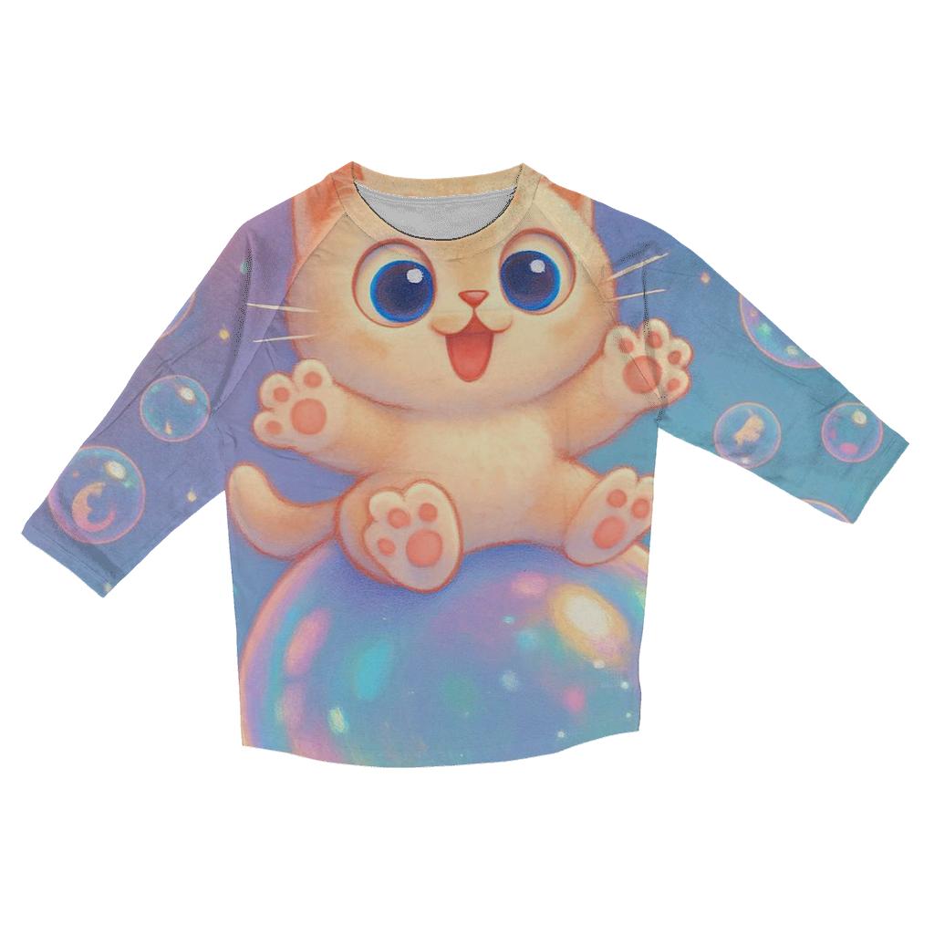 Bubble Surf Space Kitten designer 3/4 sleeve blouses