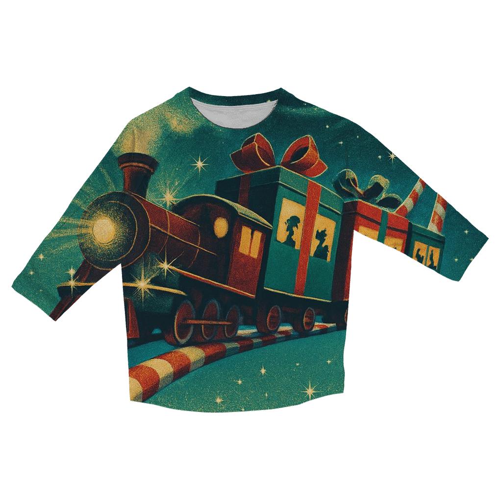 Midnight North Pole Space Train personalized 3/4 sleeve tees