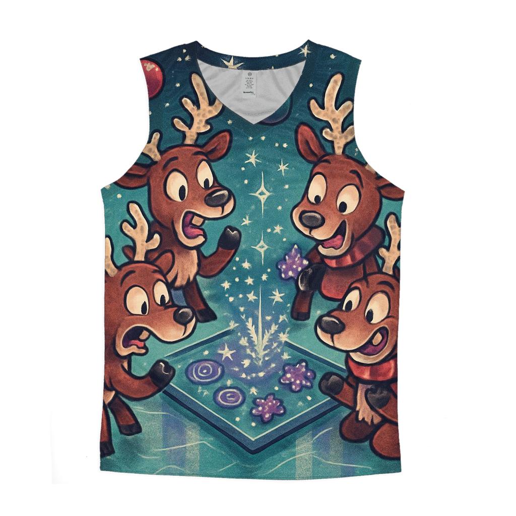 Stellar Reindeer Game Night trendy fitted tank tops