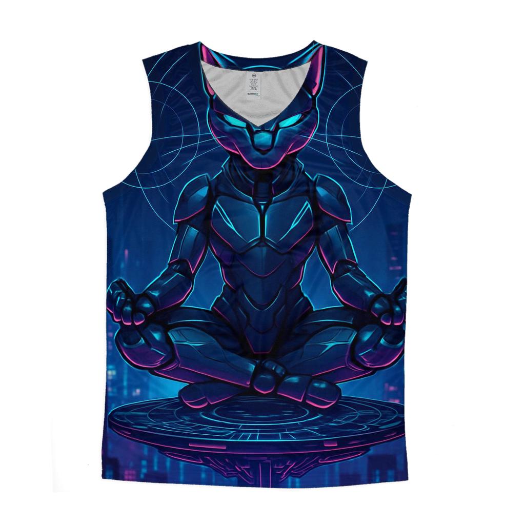 Cyber Lotus Mech Cat sports performance tank tops
