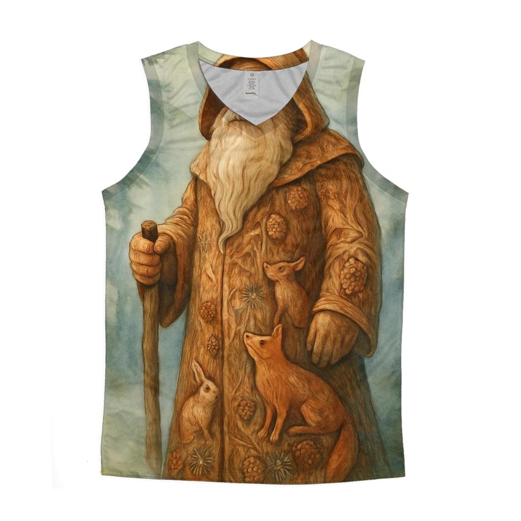 Forest Guardian Woodcarved Santa personalized athletic tanks