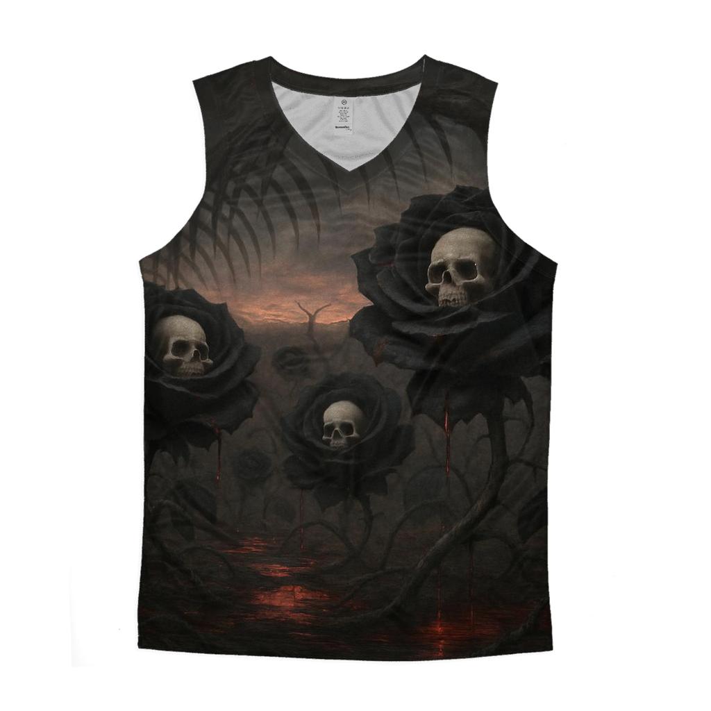 Roses Beneath The Bone Horizon graphic print tank tops