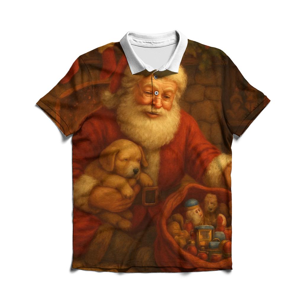 Cozy Hearth Storybook Santa designer slim fit polos