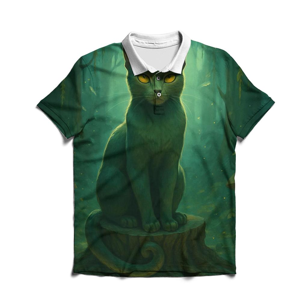 Forest Aura Guardian Cat custom polo shirts
