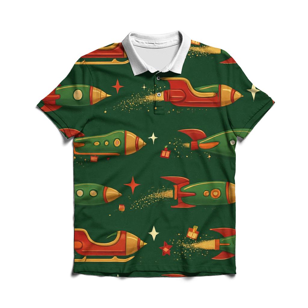 Rocket Sleigh Stripe On Deep Green designer slim fit polos