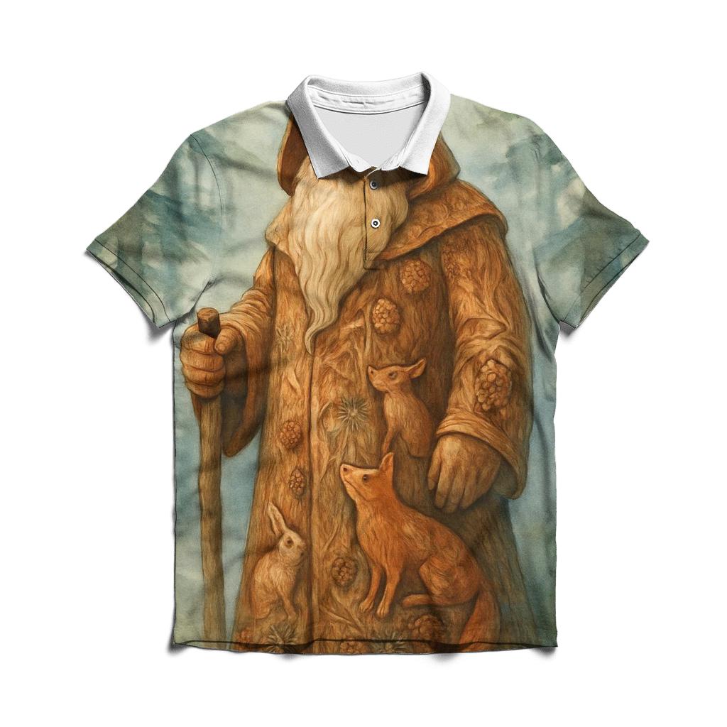 Forest Guardian Woodcarved Santa casual sports polo shirts