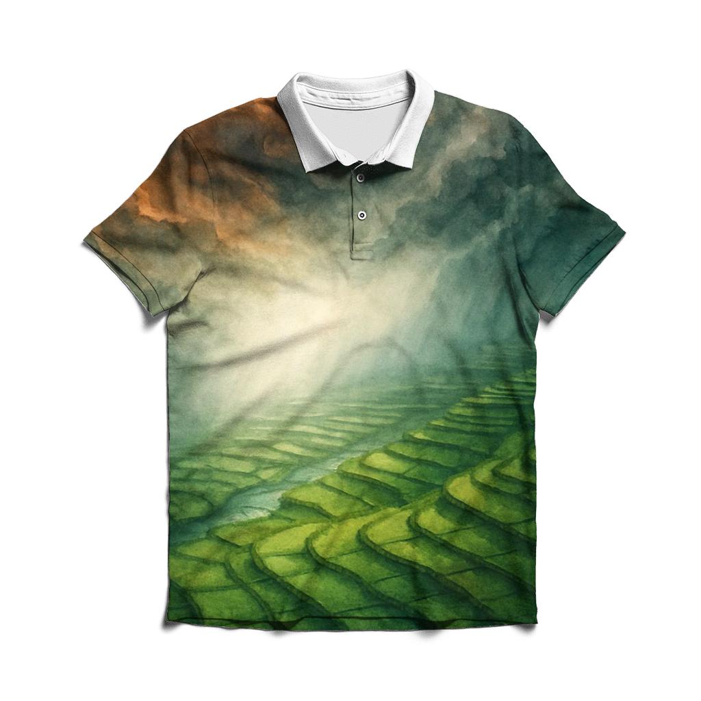 Indian Monsoon Abstract Flag Sky embroidered polo tops