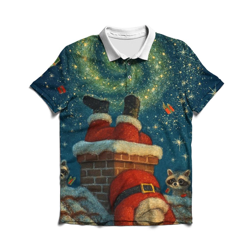 Starry Chimney Mishap On The Rooftop casual sports polo shirts