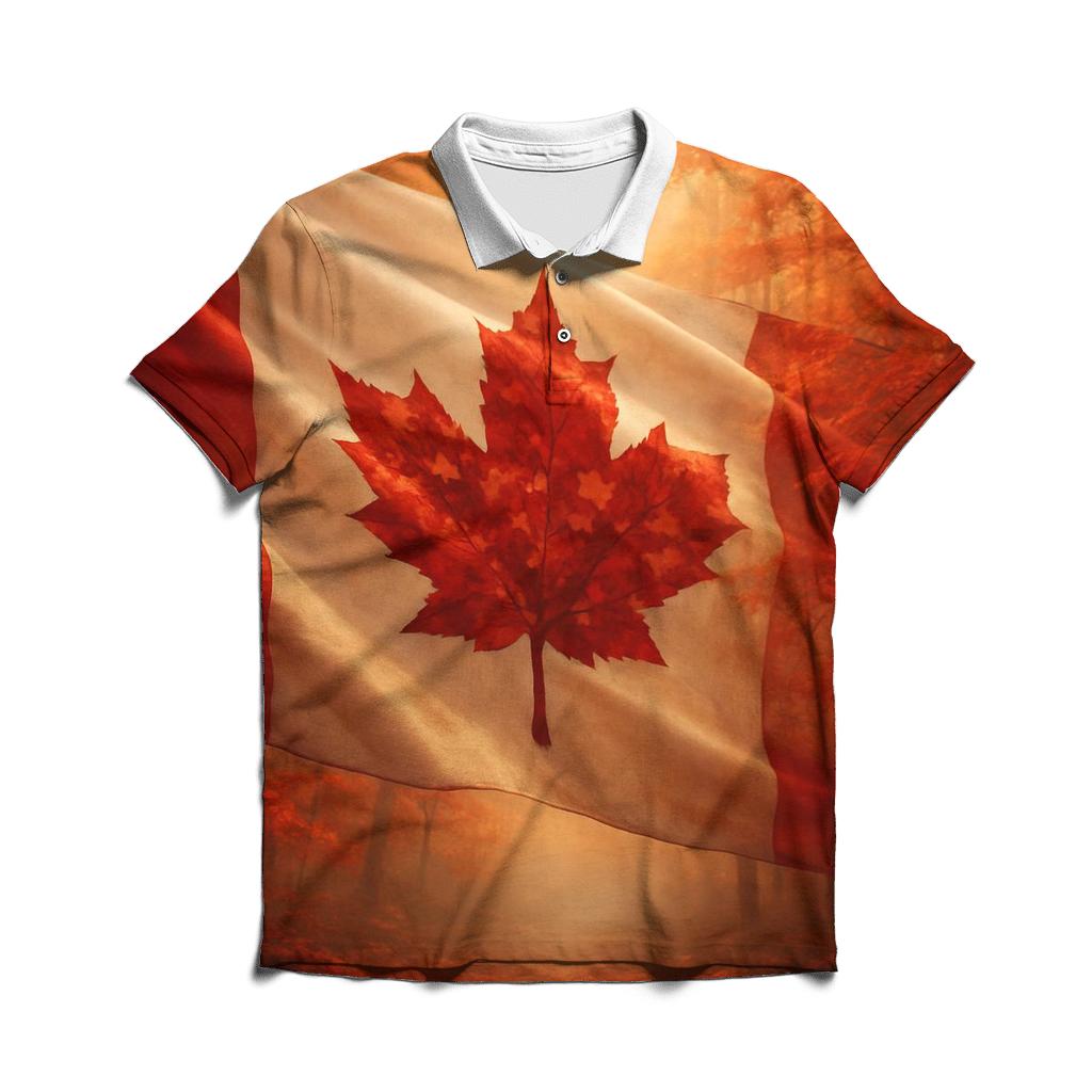 Canadian Maple Forest Fabric Flag Breeze branded logo polo shirts