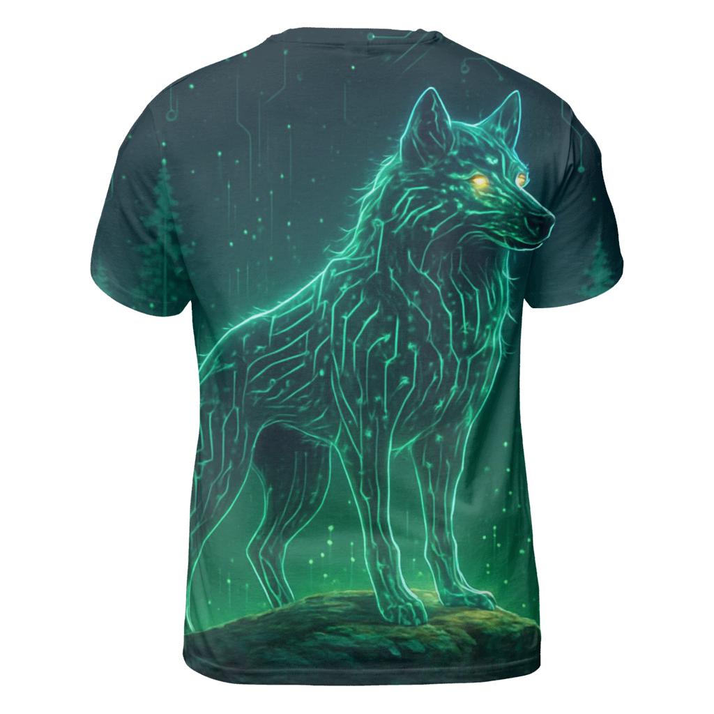 Forest Circuit Alpha Wolf artistic all-over print tops