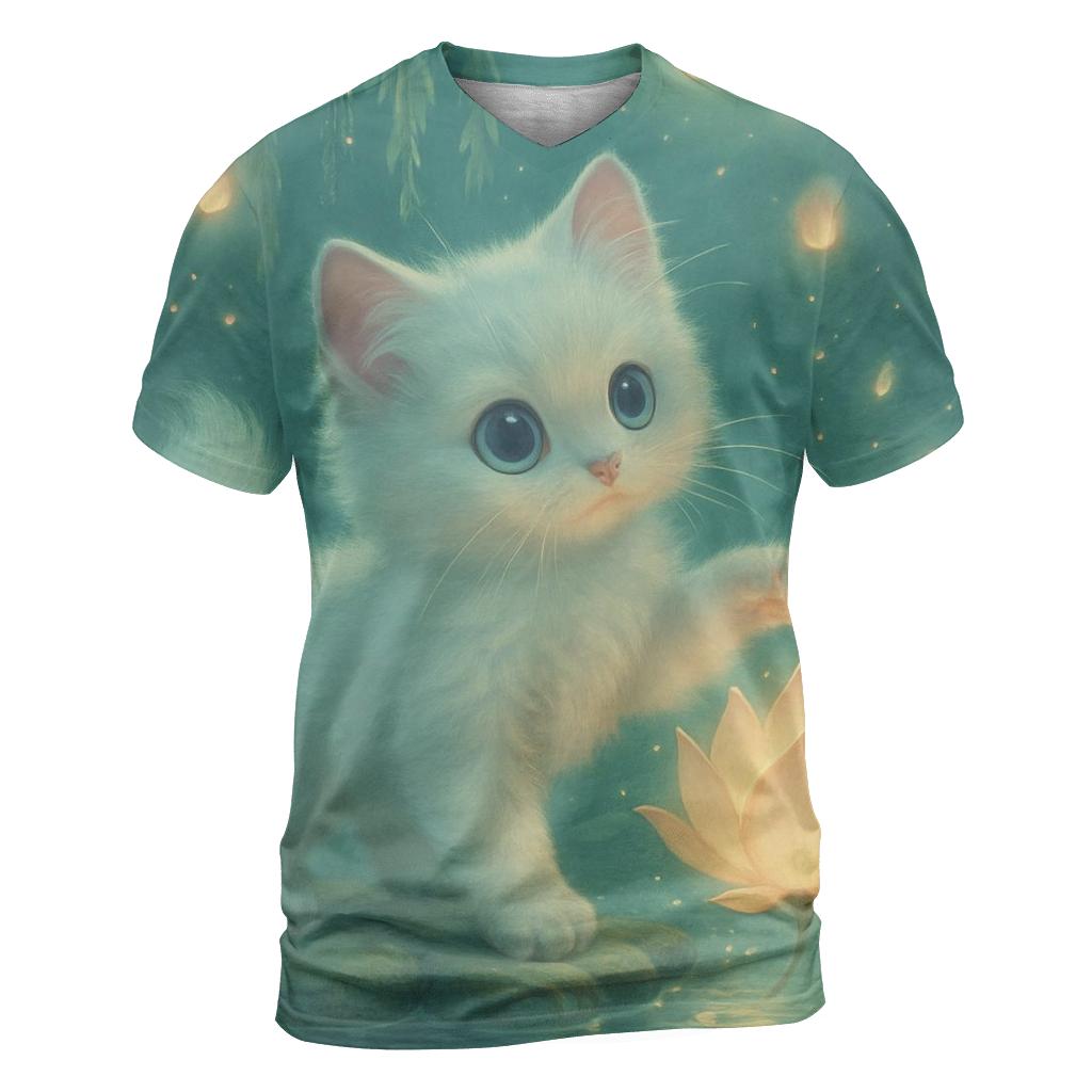 Lantern Garden Dream Kitten vibrant all-over design tees