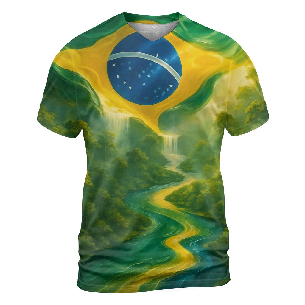 Brazilian Rainforest Flag River Dream trendy printed shirt styles