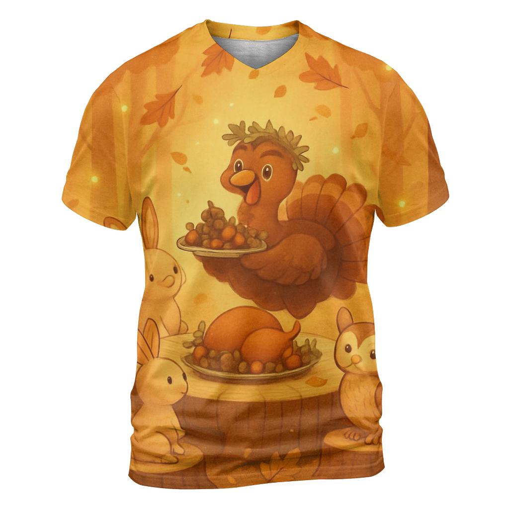Woodland Friends Autumn Banquet trendy printed shirt styles
