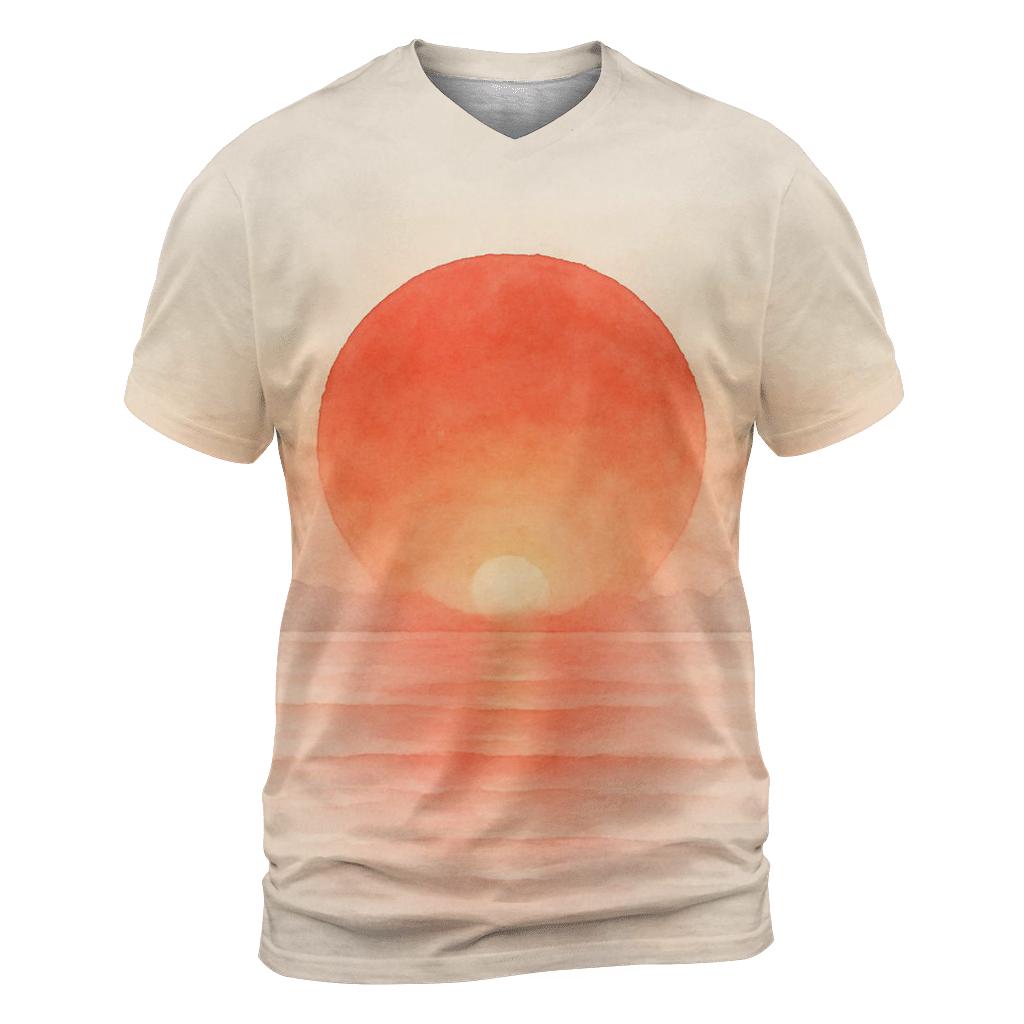 Japanese Sunrise Watercolor Flag Horizon creative print fashion shirts