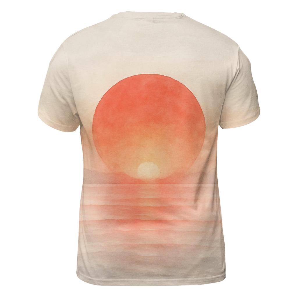 Japanese Sunrise Watercolor Flag Horizon creative print fashion shirts