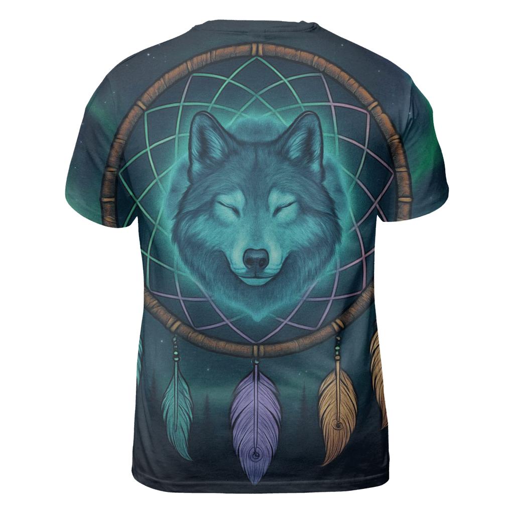 Dreamcatcher Aurora Wolf Guardian artistic all-over print tops