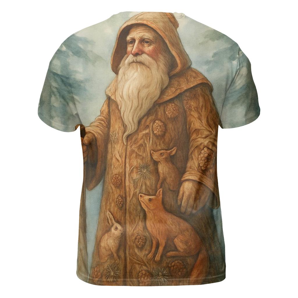 Forest Guardian Woodcarved Santa statement graphic shirts