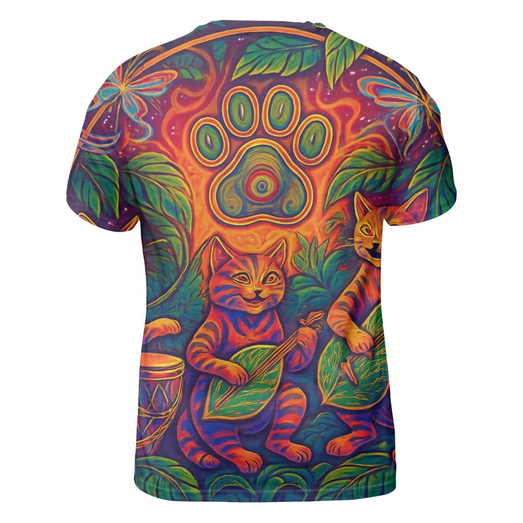 Psychedelic Jungle Rhythm Cats personalized full print shirts