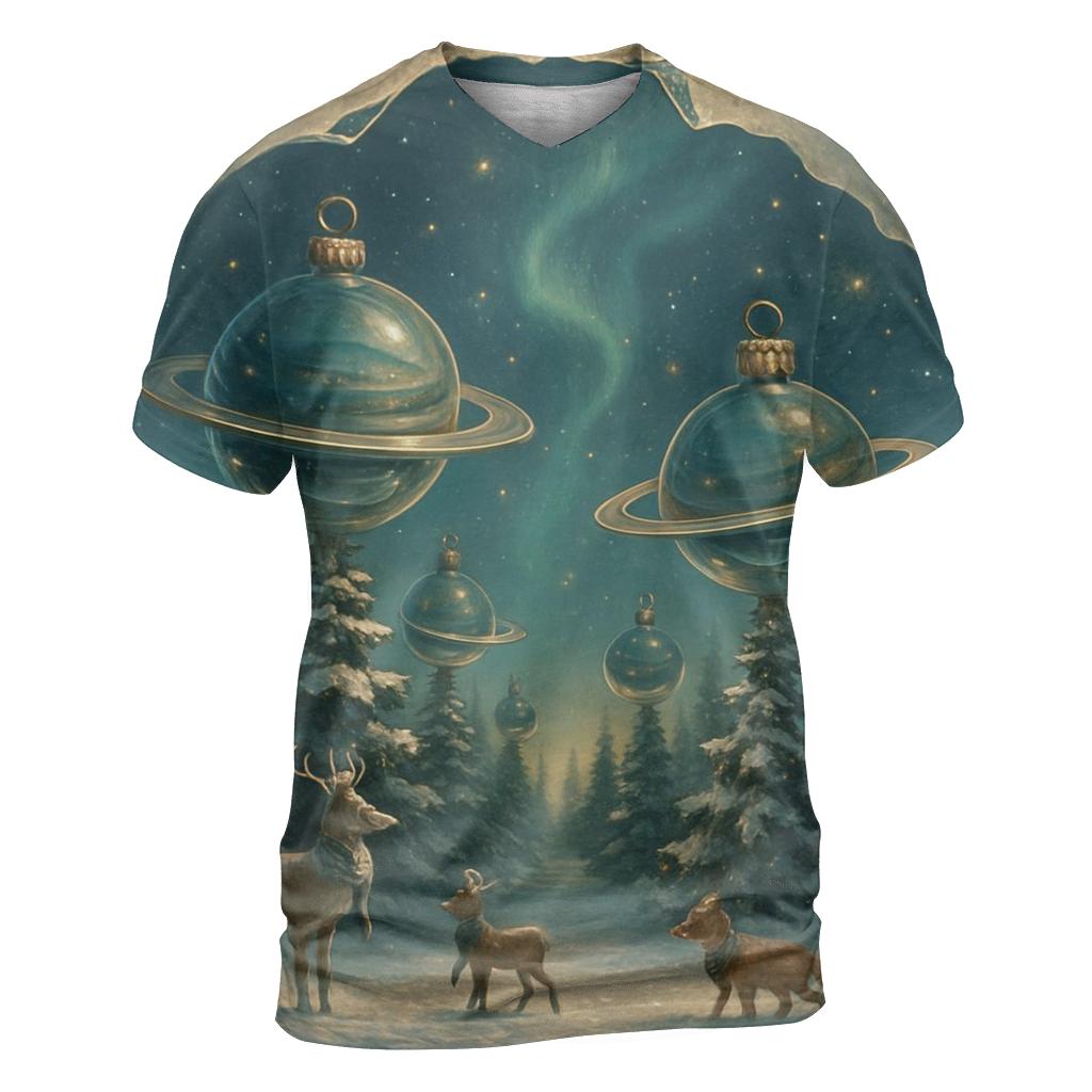 Saturn Ornament Snow Globe Forest creative print fashion shirts