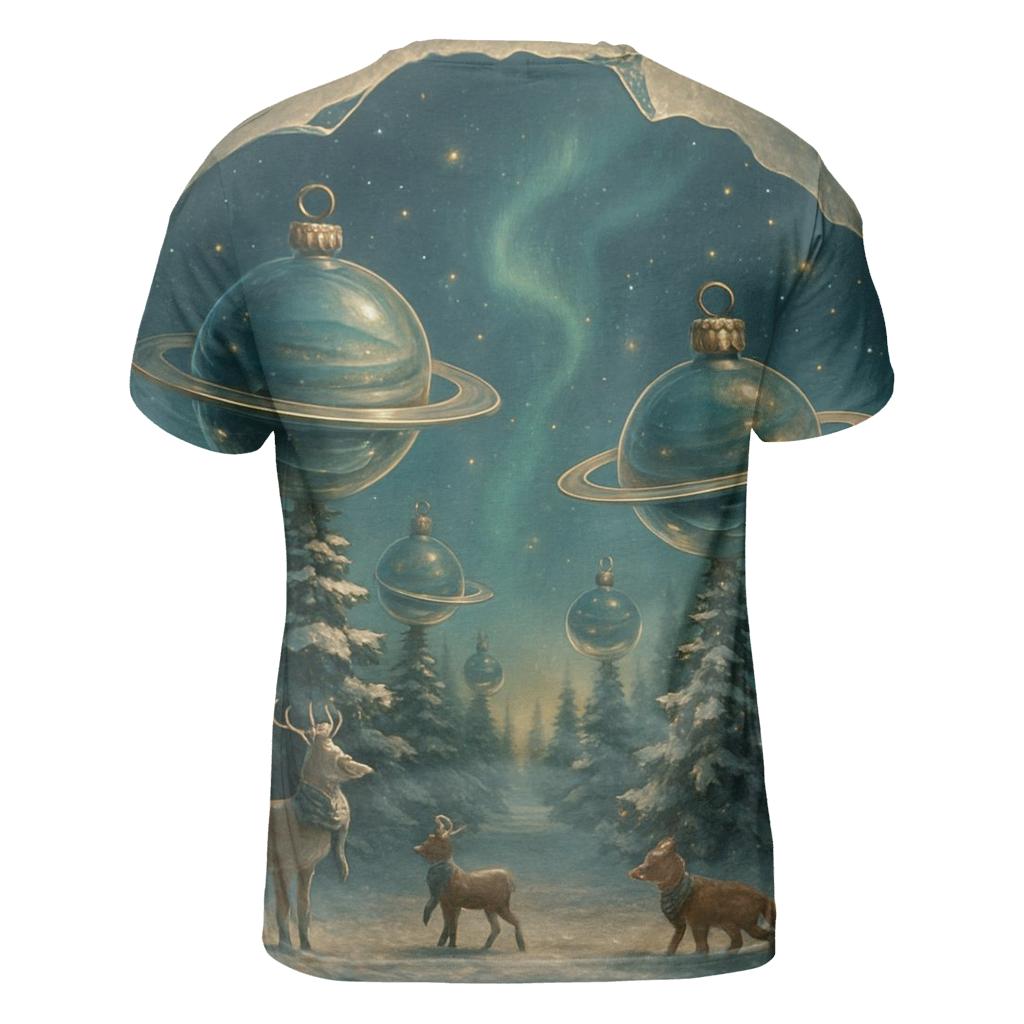 Saturn Ornament Snow Globe Forest creative print fashion shirts