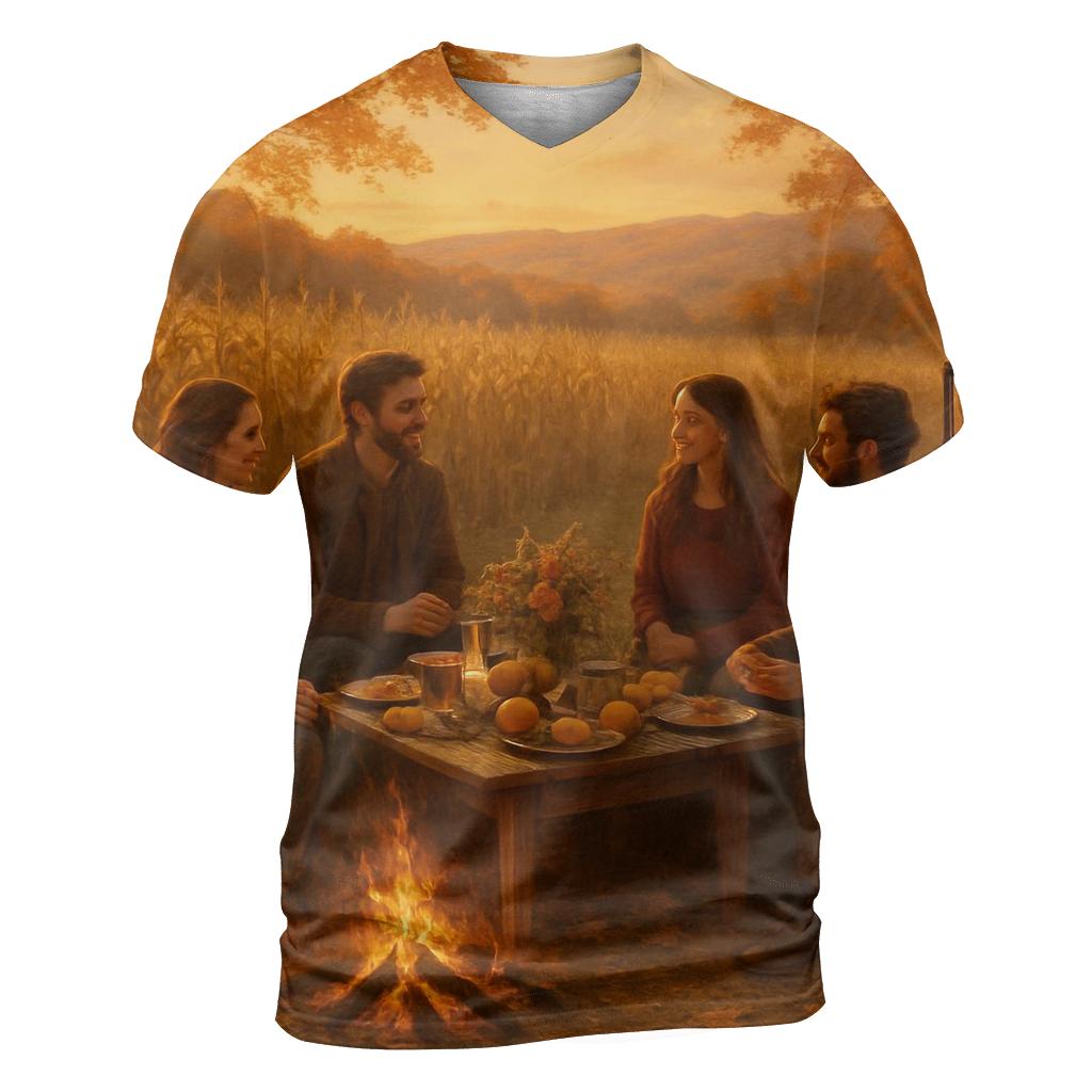 Cornfield Sunset Gratitude Circle artistic all-over print tops