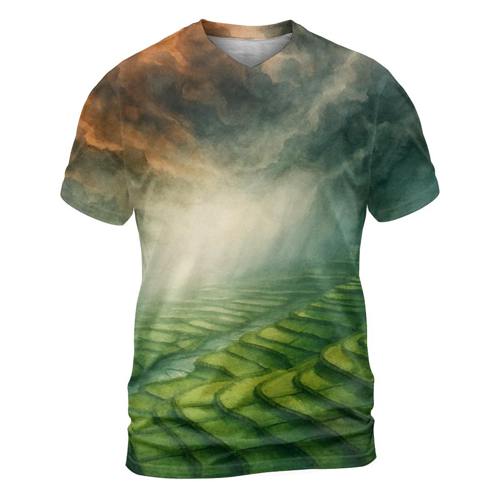 Indian Monsoon Abstract Flag Sky vibrant all-over design tees