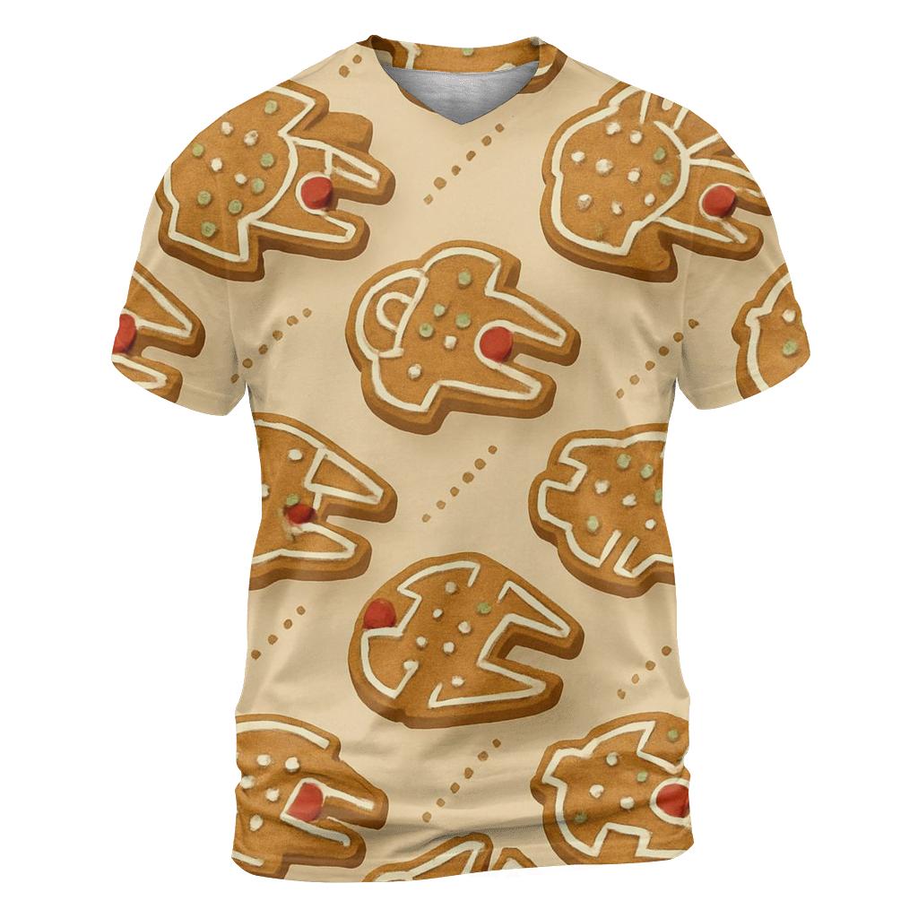 Gingerbread Starship Constellation Grid designer pattern shirts