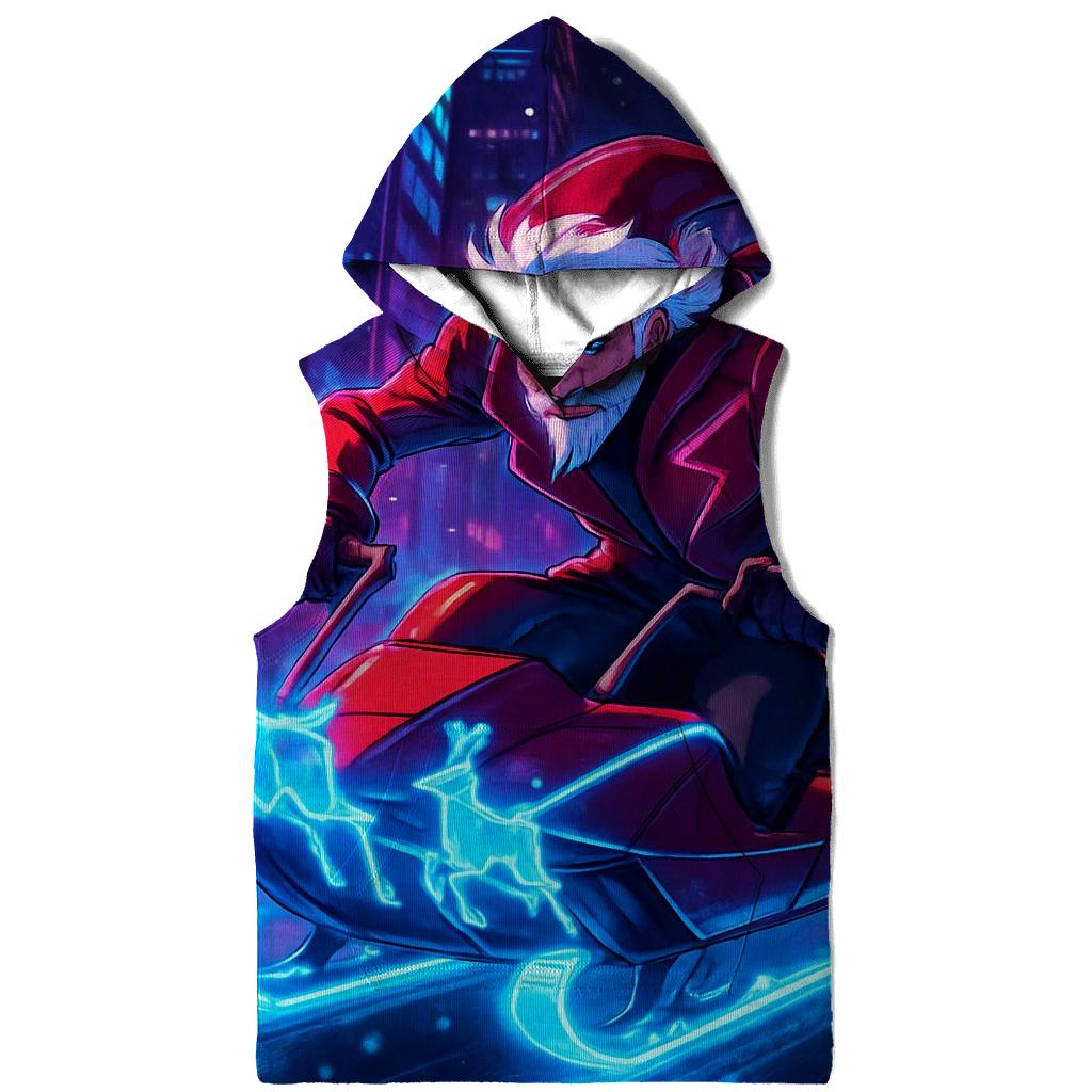 Cyber Sleigh Neon Santa zip-up hoodies
