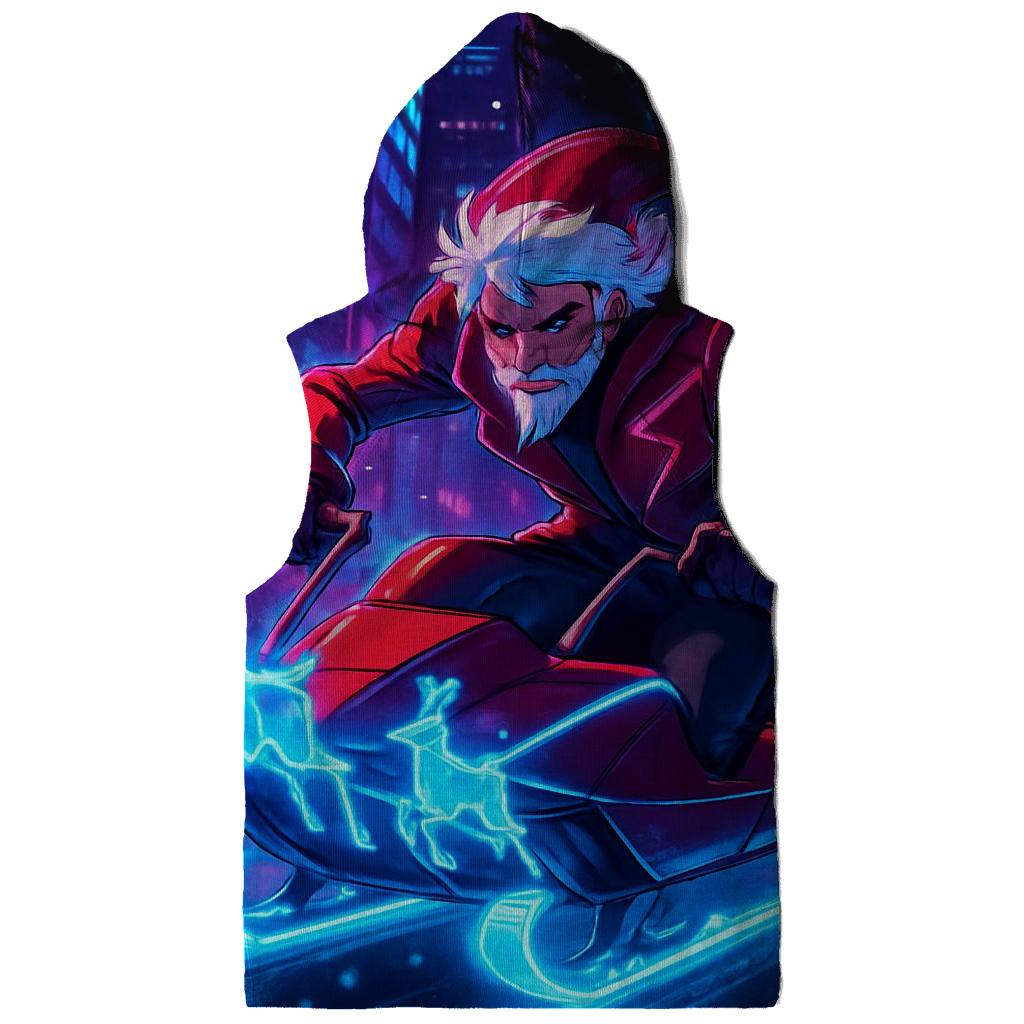 Cyber Sleigh Neon Santa zip-up hoodies