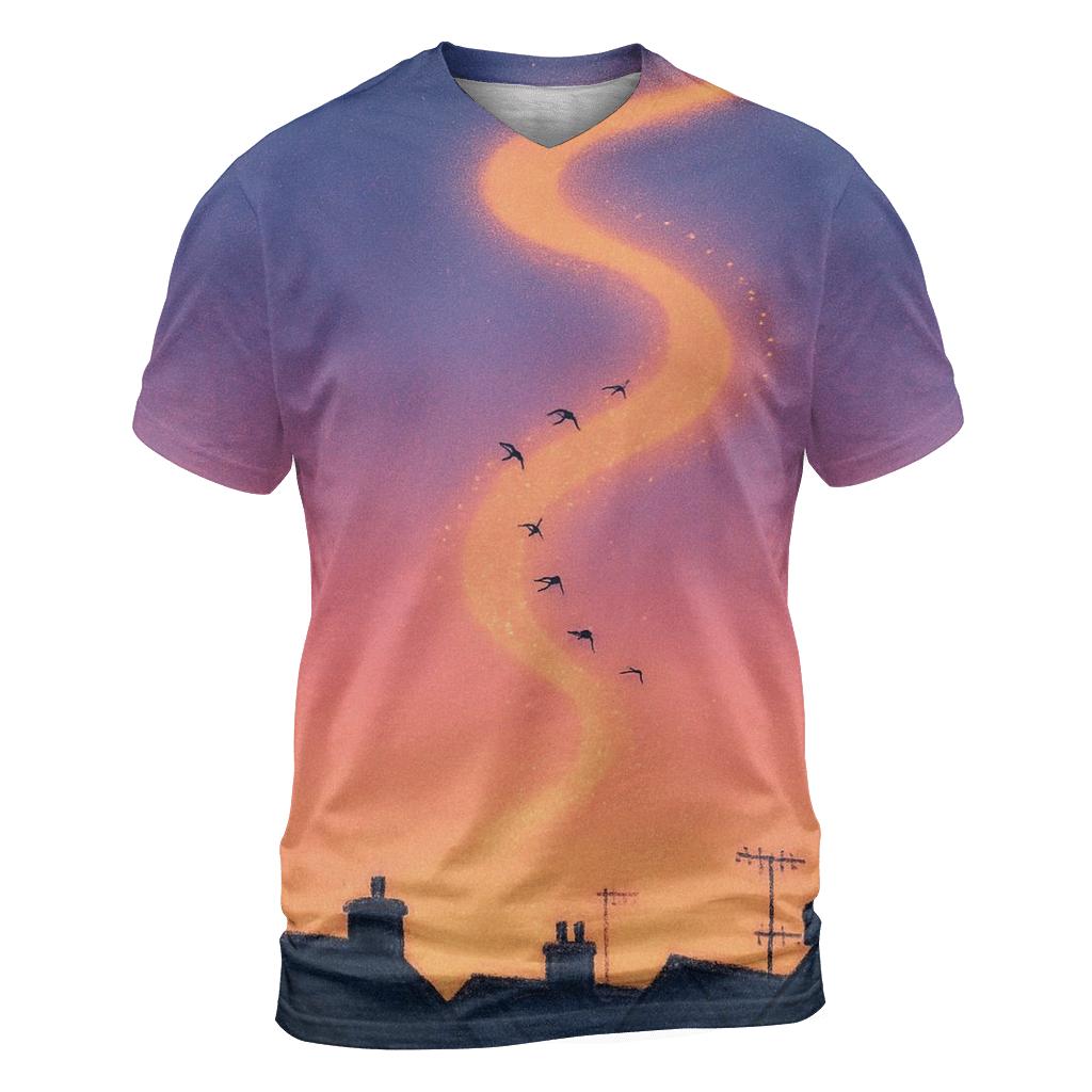Sky Path Over Rooftops unique graphic print tees