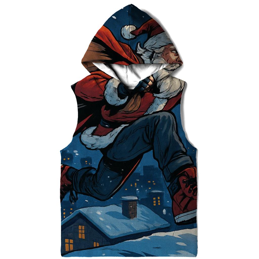 Midnight Rooftop Parkour Santa zip-up hoodies