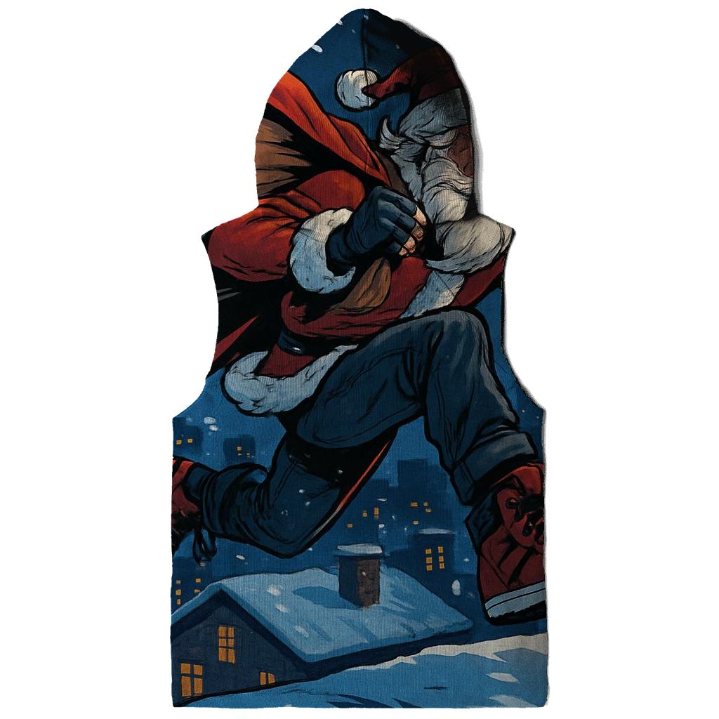 Midnight Rooftop Parkour Santa zip-up hoodies