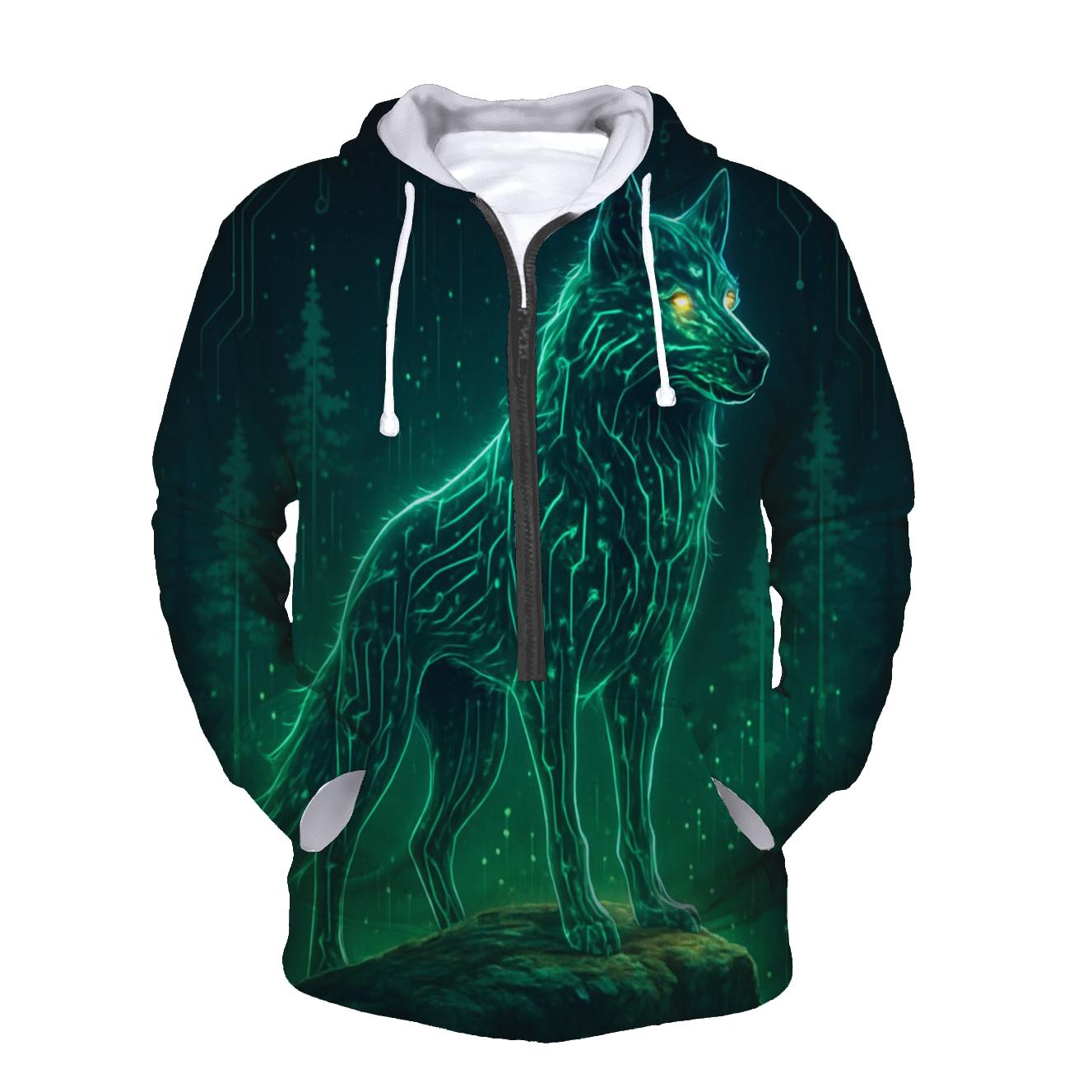 Forest Circuit Alpha Wolf embroidered hoodies