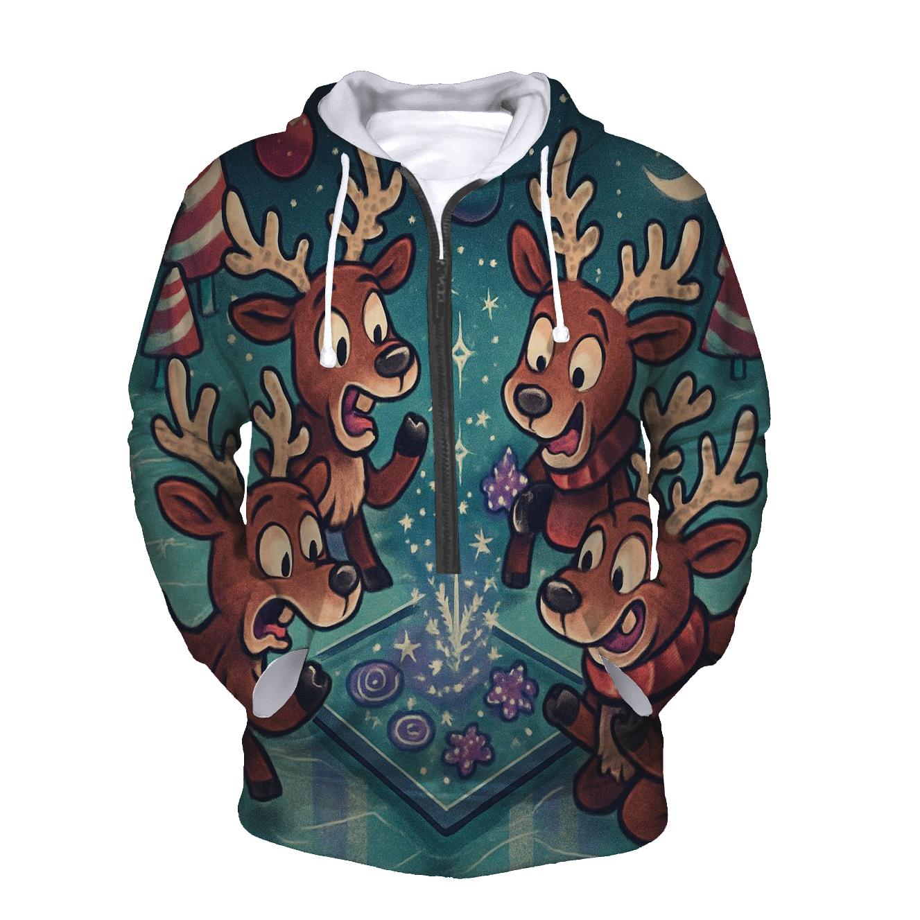 Stellar Reindeer Game Night zip-up hoodies