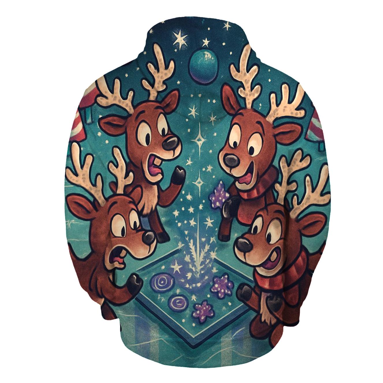 Stellar Reindeer Game Night zip-up hoodies