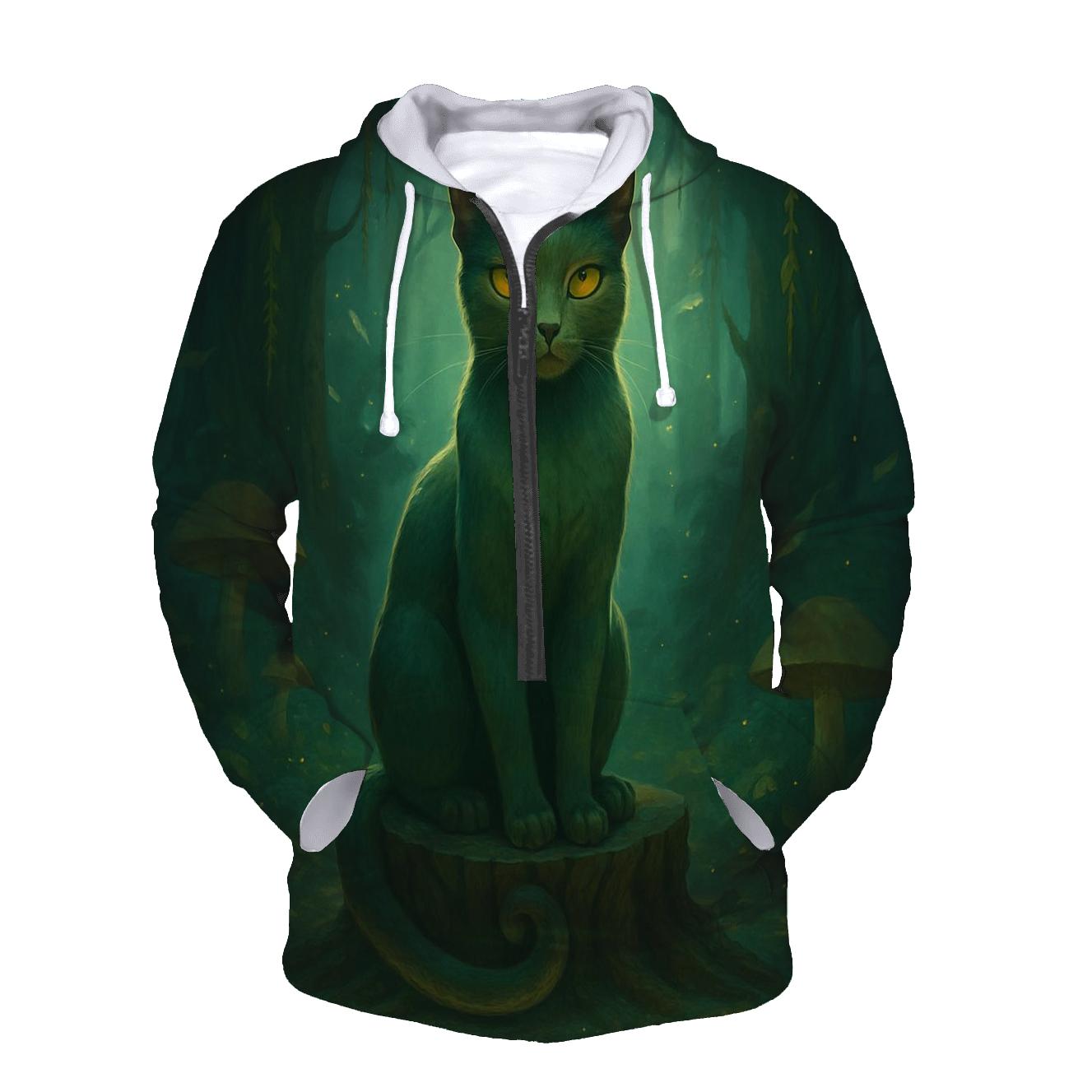 Forest Aura Guardian Cat lightweight hoodies