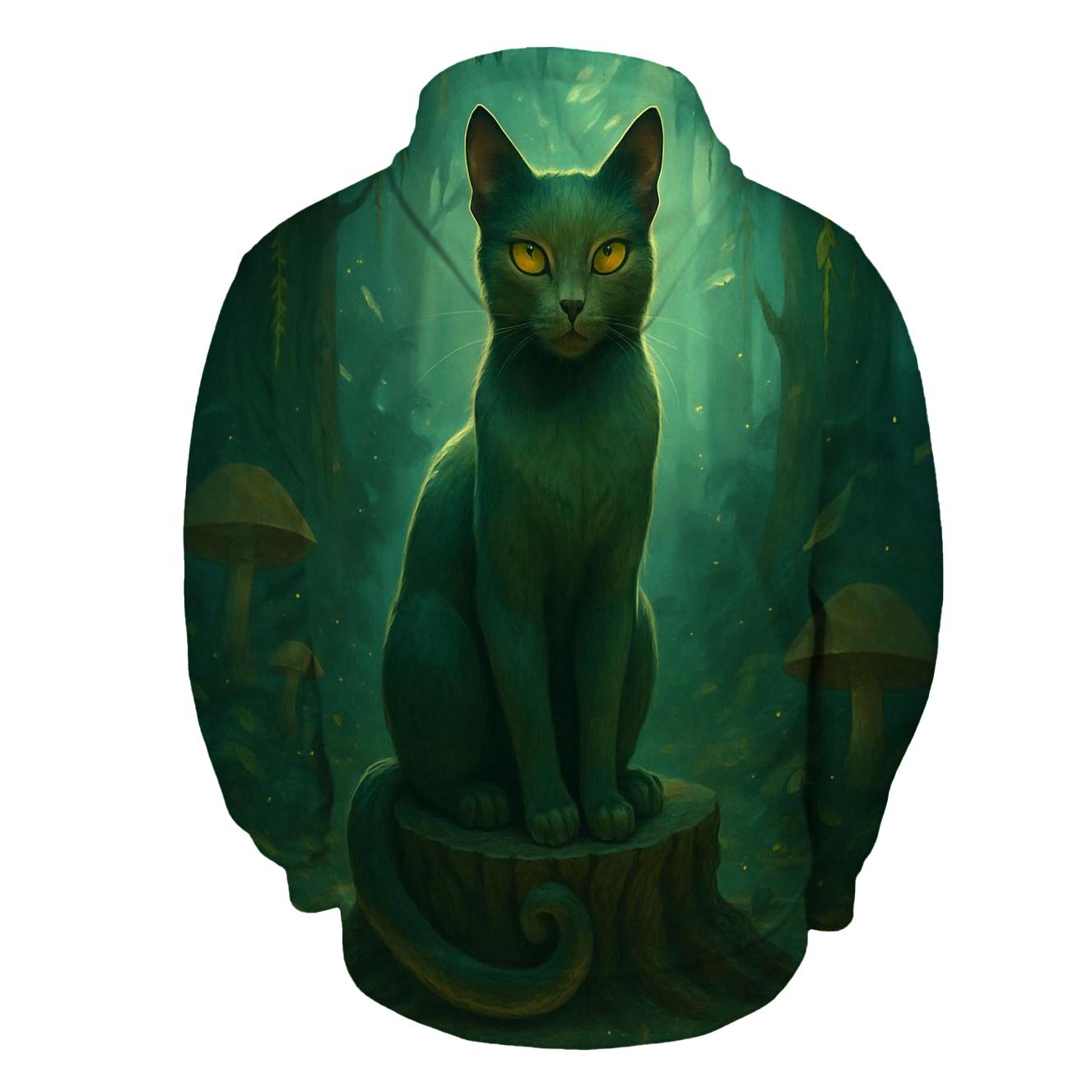 Forest Aura Guardian Cat lightweight hoodies