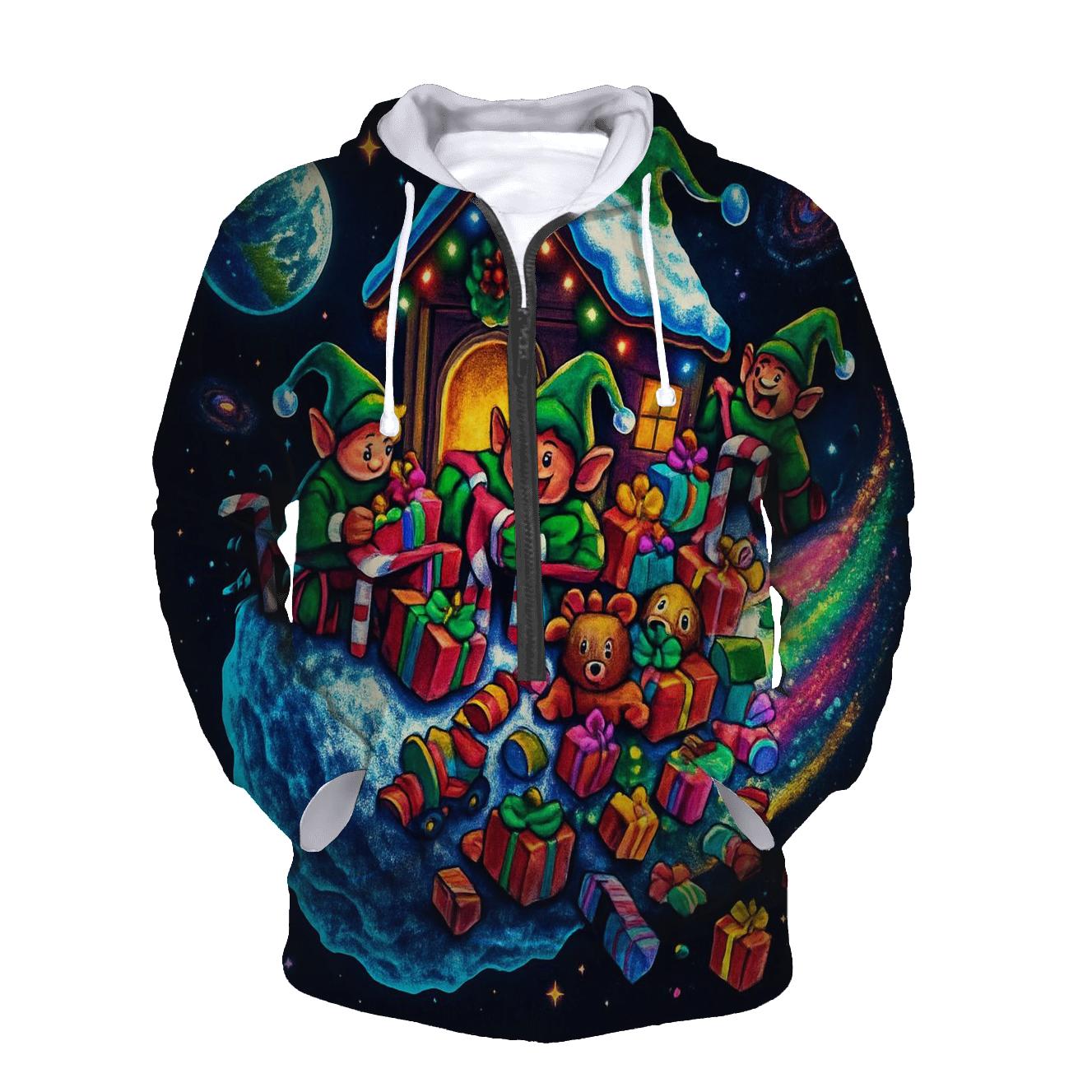 Aurora Elf Workshop On A Comet premium hoodies