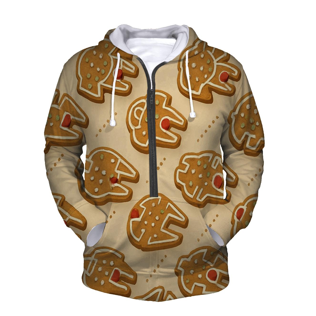 Gingerbread Starship Constellation Grid printed hoodies