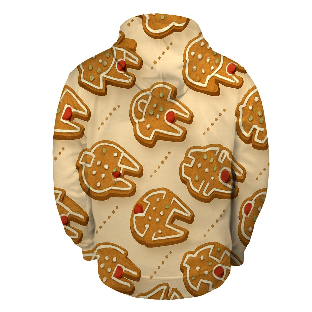 Gingerbread Starship Constellation Grid printed hoodies
