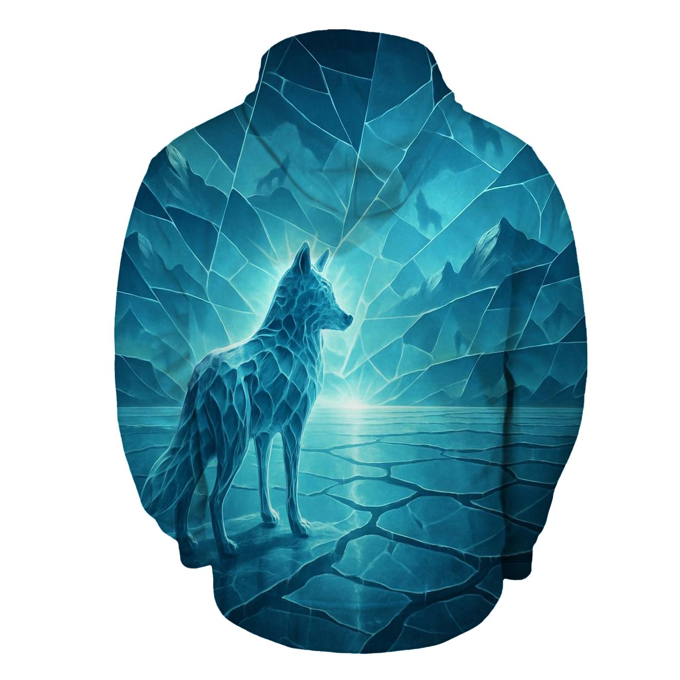 Icy Fracture Horizon Wolf premium hoodies