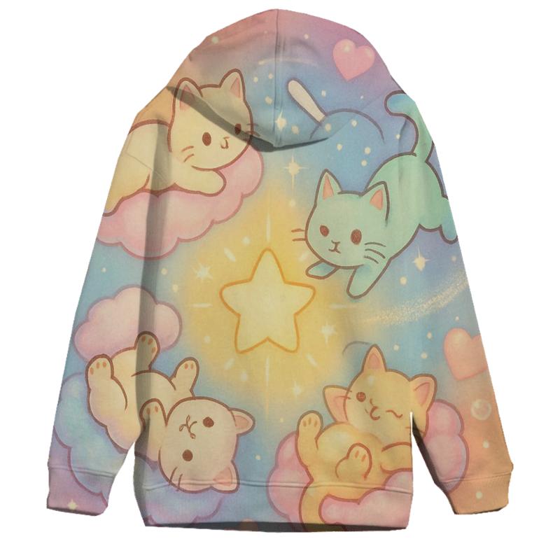 Cotton Candy Cloud Kitten Carousel zip-up hoodies