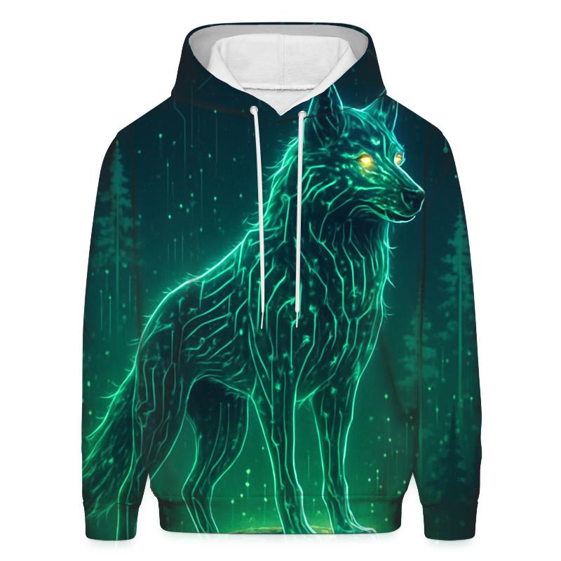 Forest Circuit Alpha Wolf graphic hoodies