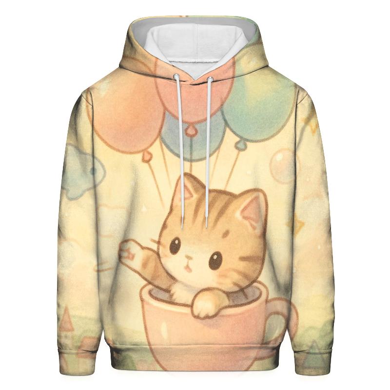 Pastel Balloon Voyager Cat premium hoodies