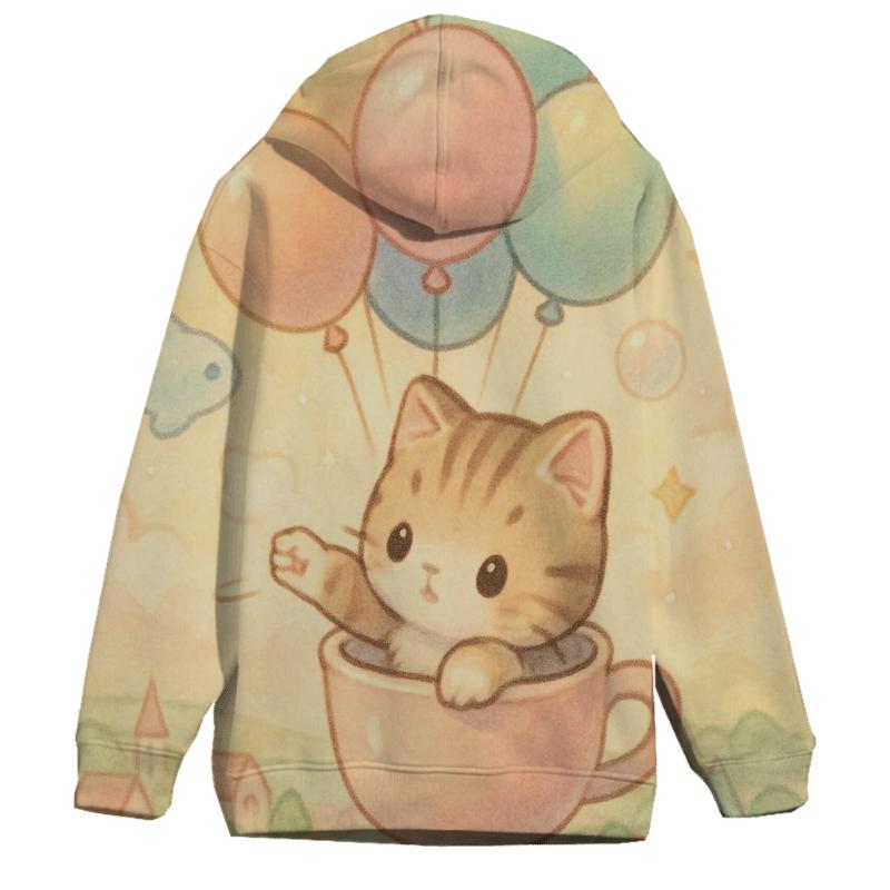 Pastel Balloon Voyager Cat premium hoodies