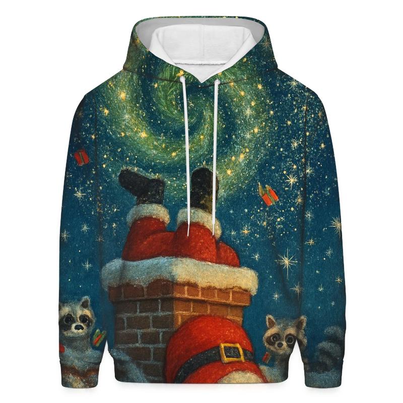 Starry Chimney Mishap On The Rooftop embroidered hoodies