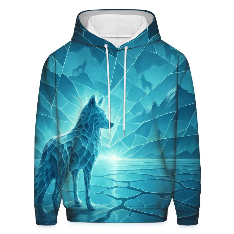 Icy Fracture Horizon Wolf pullover hoodies