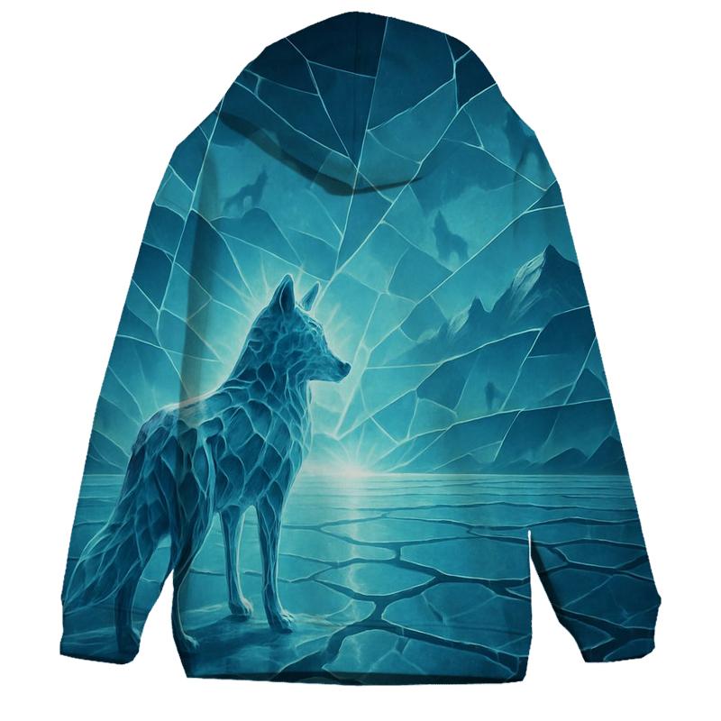 Icy Fracture Horizon Wolf pullover hoodies