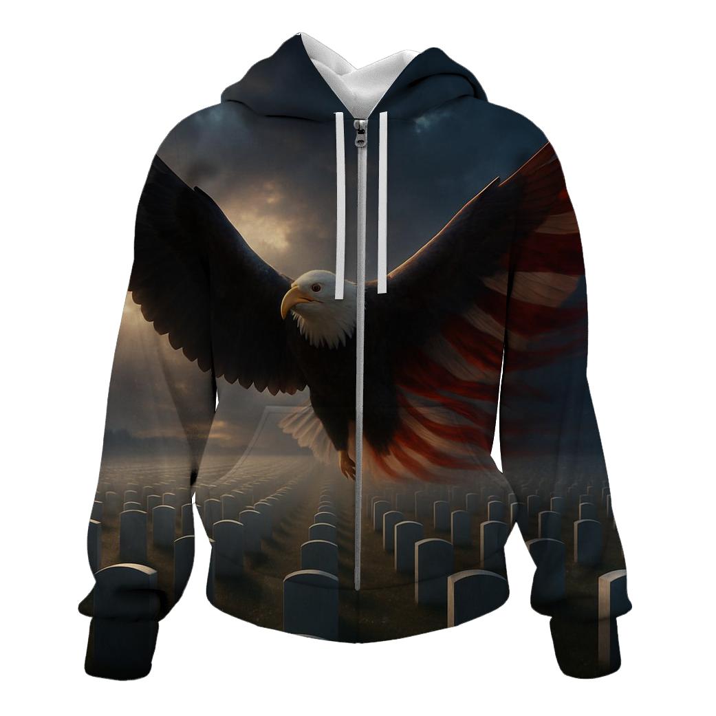 Eagle Over The Field Of Honor printed hoodies